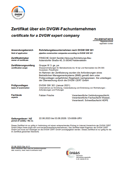 DVGW-Zertifikat